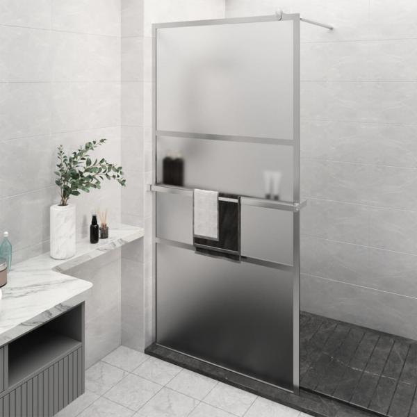 ARDEBO.de - Duschwand mit Ablage für Walk-In-Dusche Chrom 115x195 cm ESG