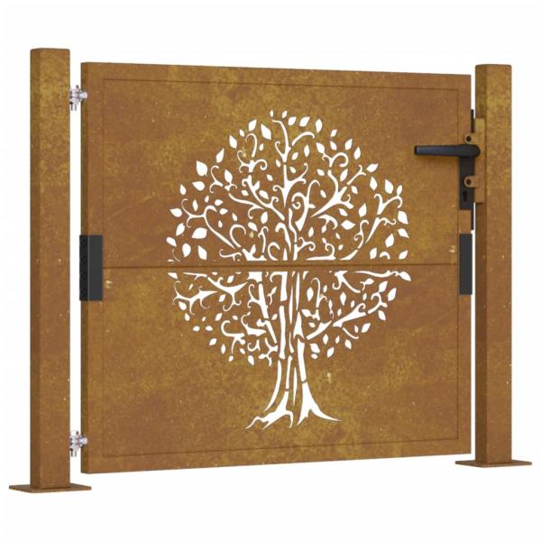 Gartentor 105x105 cm Cortenstahl Baum-Design