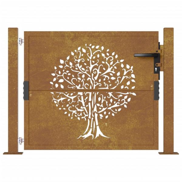 Gartentor 105x105 cm Cortenstahl Baum-Design