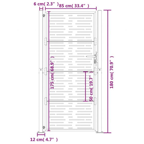 Gartentor Anthrazit 105x180 cm Stahl Quadratisches Design