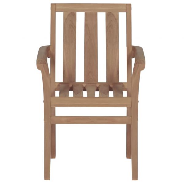 Gartenstühle 2 Stk. mit Beige Kissen Teak Massivholz 