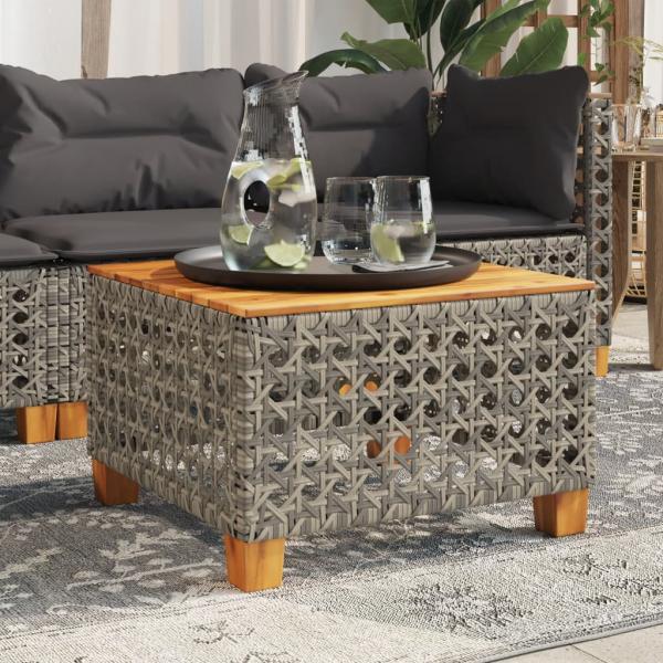 ARDEBO.de - Gartentisch Grau 55x55x36 cm Poly Rattan Akazienholz