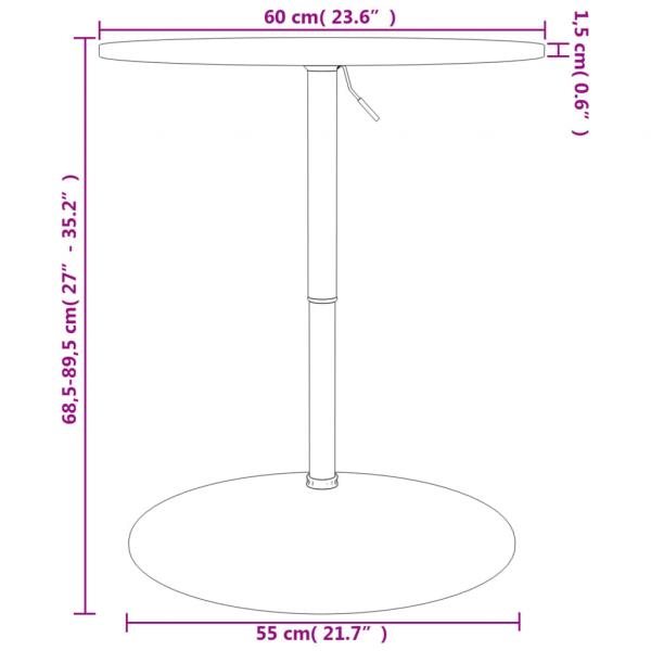 Bartisch Ø60x89,5 cm Massivholz Eiche