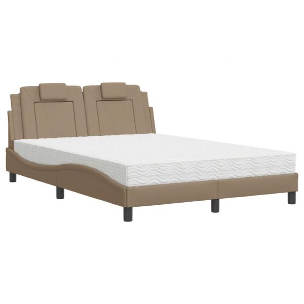 Bett mit Matratze Cappuccino-Braun 140x190 cm Kunstleder