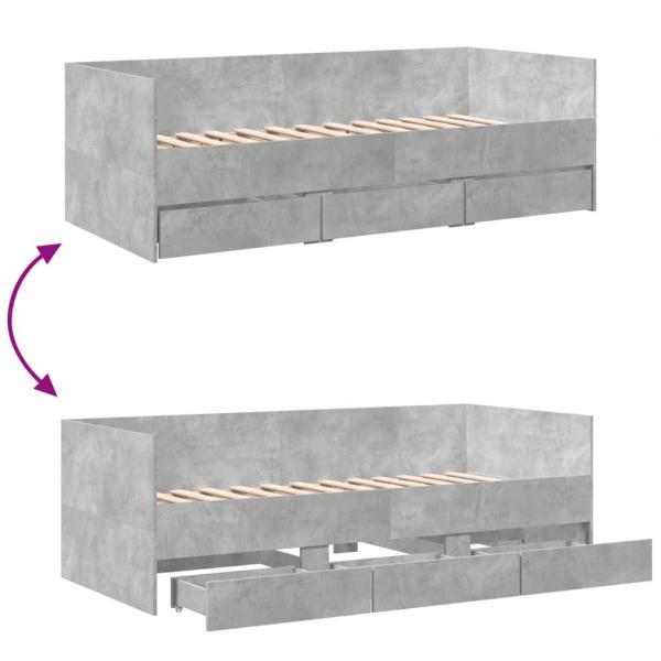 Tagesbett mit Schubladen Betongrau 90x190 cm Holzwerkstoff