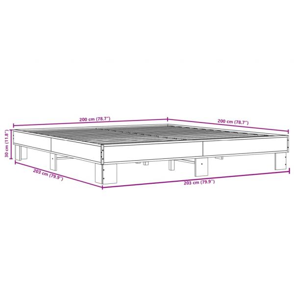 Bettgestell Grau Sonoma 200x200 cm Holzwerkstoff und Metall