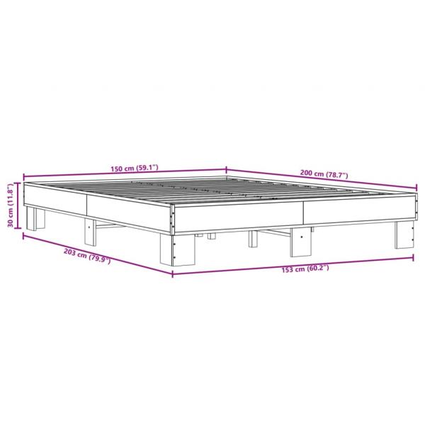 Bettgestell Räuchereiche 150x200 cm Holzwerkstoff und Metall