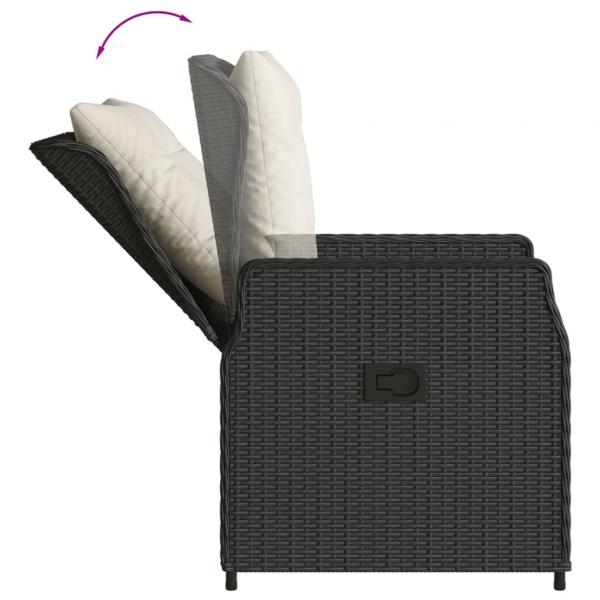 5-tlg. Garten-Essgruppe mit Kissen Schwarz Poly Rattan