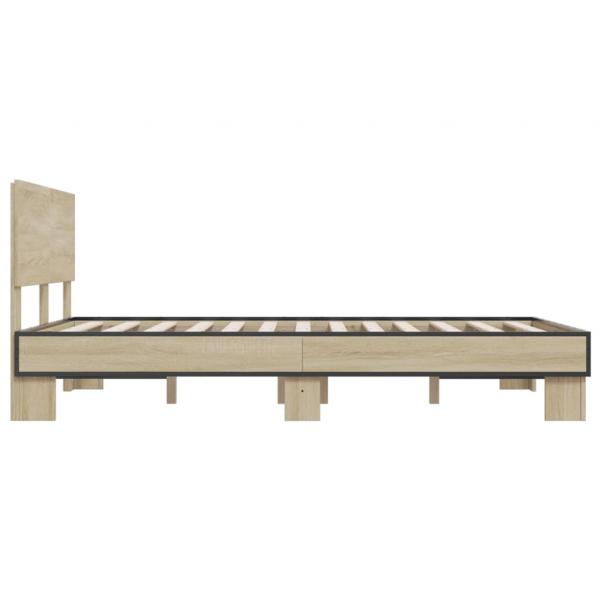 Bettgestell Sonoma-Eiche 120x190 cm Holzwerkstoff und Metall