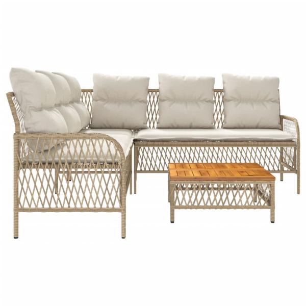 2-tlg. Garten-Sofagarnitur mit Kissen Beige Poly Rattan