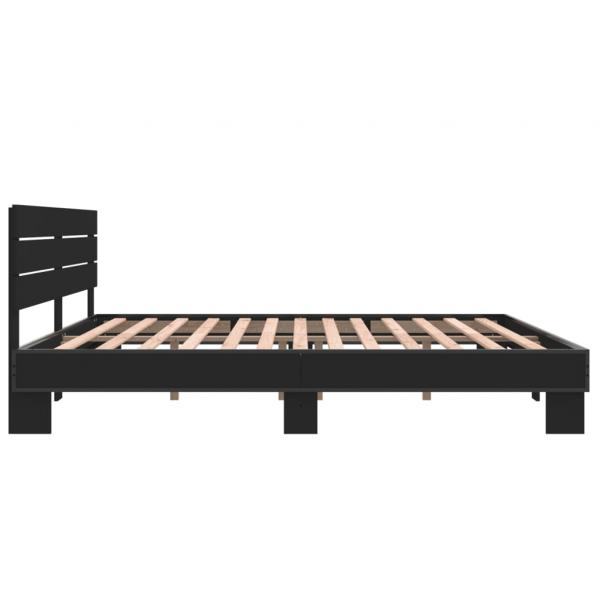 Bettgestell Schwarz 180x200 cm Holzwerkstoff und Metall