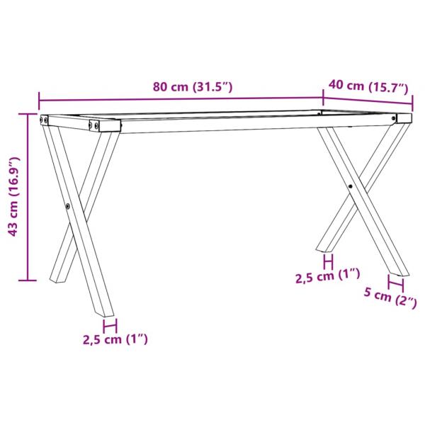 Couchtisch-Gestell in X-Form 80x40x43 cm Gusseisen