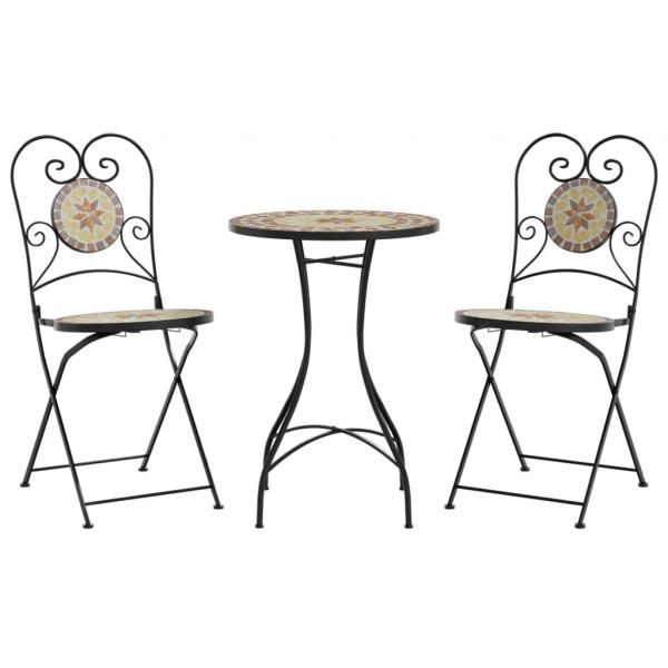 Mosaik-Bistro-Set Terrakottarot und Weiß Eisen und Keramik