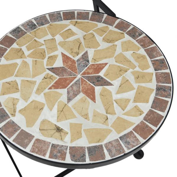 Mosaik-Bistro-Set Terrakottarot und Weiß Eisen und Keramik