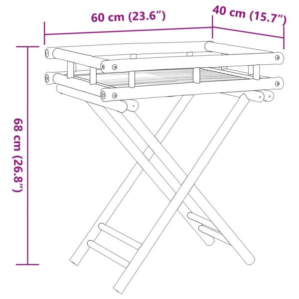 Tabletttisch Klappbar 60x40x68 cm Bambus