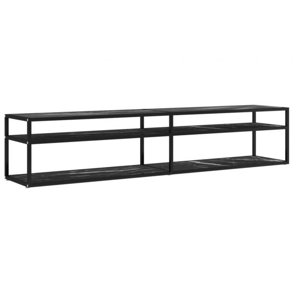 TV-Schrank Schwarz Marmor-Optik 200x40x40,5 cm Hartglas