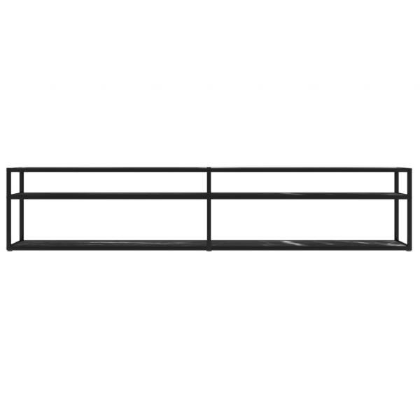 TV-Schrank Schwarz Marmor-Optik 200x40x40,5 cm Hartglas