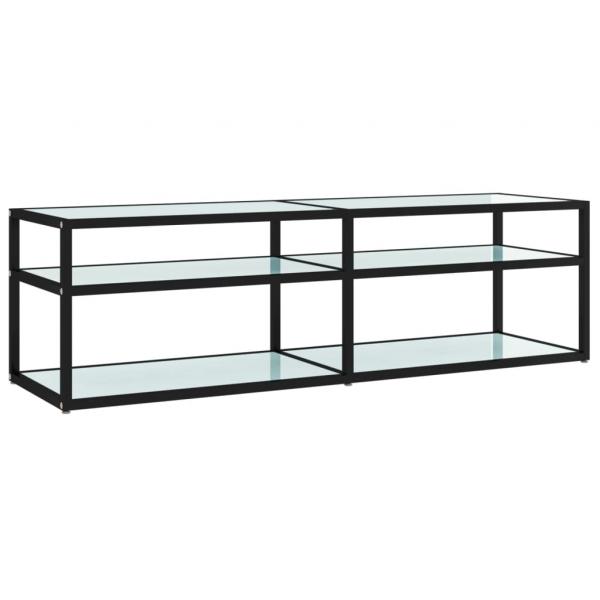 TV-Schrank Weiß Marmor-Optik 140x40x40,5 cm Hartglas