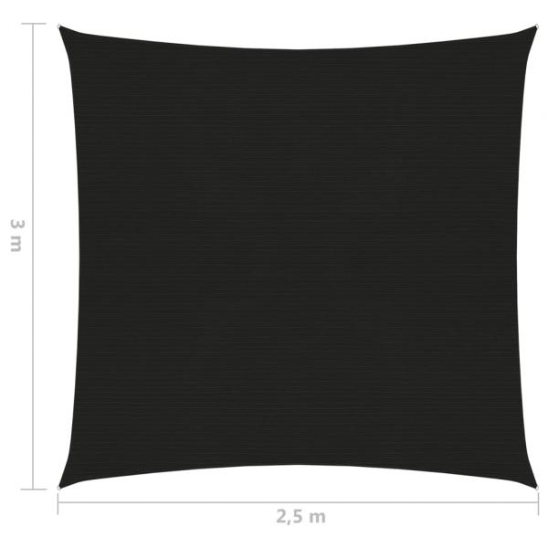 Sonnensegel 160 g/m² Schwarz 2,5x3 m HDPE