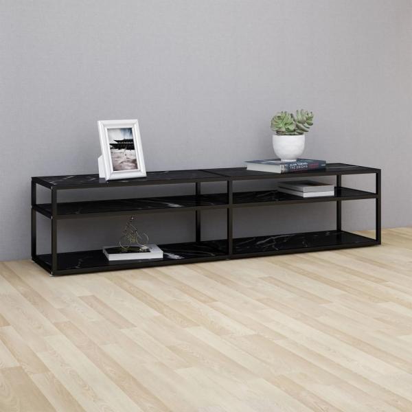 ARDEBO.de - TV-Schrank Schwarz Marmor-Optik 180x40x40,5 cm Hartglas