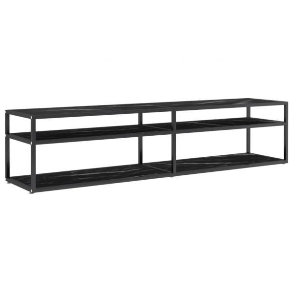 TV-Schrank Schwarz Marmor-Optik 180x40x40,5 cm Hartglas