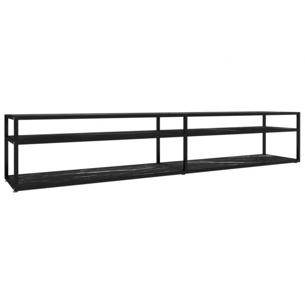 TV-Schrank Schwarz Marmor-Optik 220x40x40,5 cm Hartglas