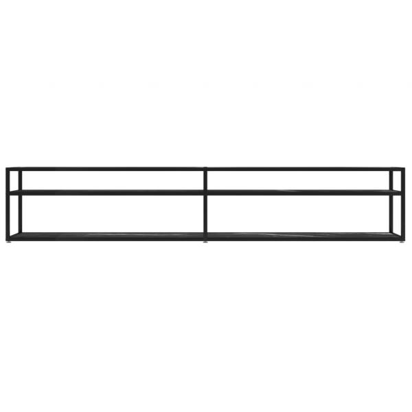 TV-Schrank Schwarz Marmor-Optik 220x40x40,5 cm Hartglas