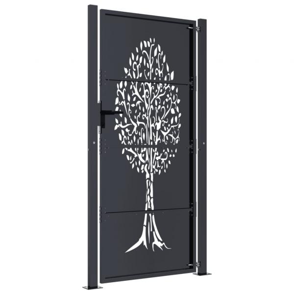 Gartentor Anthrazit 105x180 cm Stahl Baum-Design