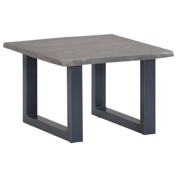 ARDEBO.de - Couchtisch Lebendige Kanten Grau 60x60x40cm Massivholz Akazie