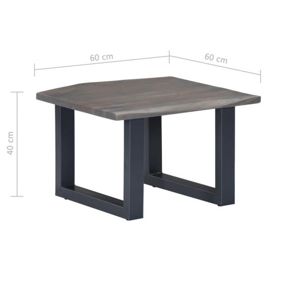 Couchtisch Lebendige Kanten Grau 60x60x40cm Massivholz Akazie