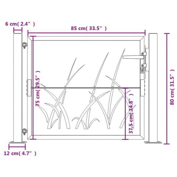 Gartentor 105x80 cm Cortenstahl Gras-Design