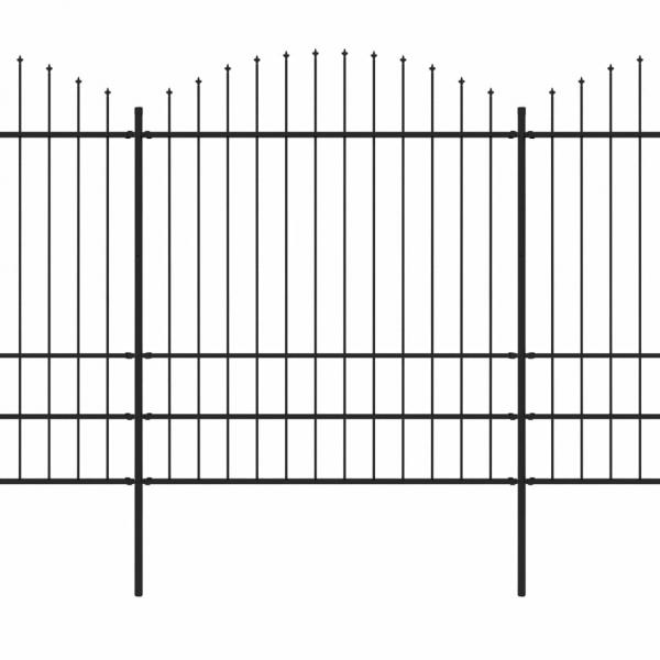 Gartenzaun mit Speerspitzen Stahl (1,75 - 2) x 15,3 m Schwarz