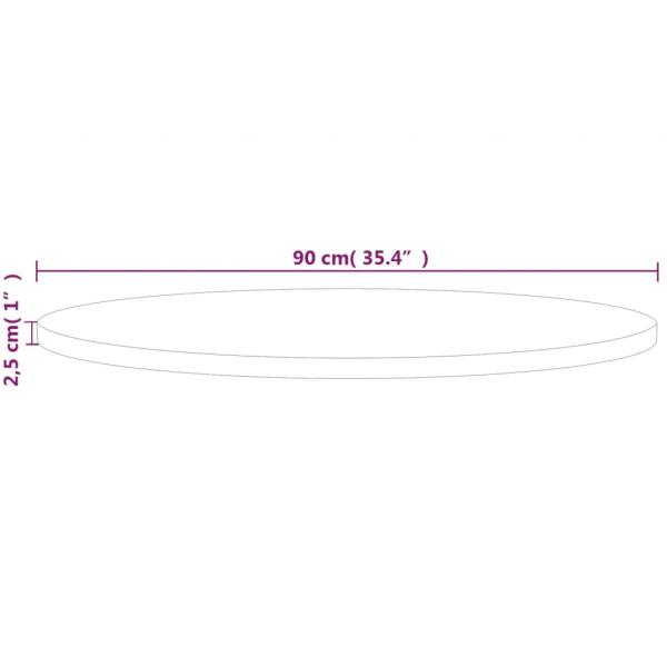 Runde Tischplatte Ø90x2,5 cm Unbehandeltes Massivholz Eiche