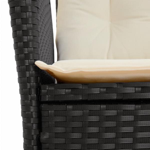 7-tlg. Garten-Essgruppe mit Kissen Schwarz Poly Rattan