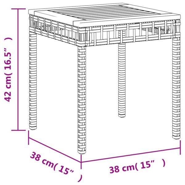 Gartentisch Schwarz 38x38x42 cm Poly Rattan Akazienholz