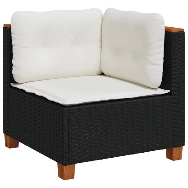 Garten-Ecksofa mit Kissen Schwarz Poly Rattan