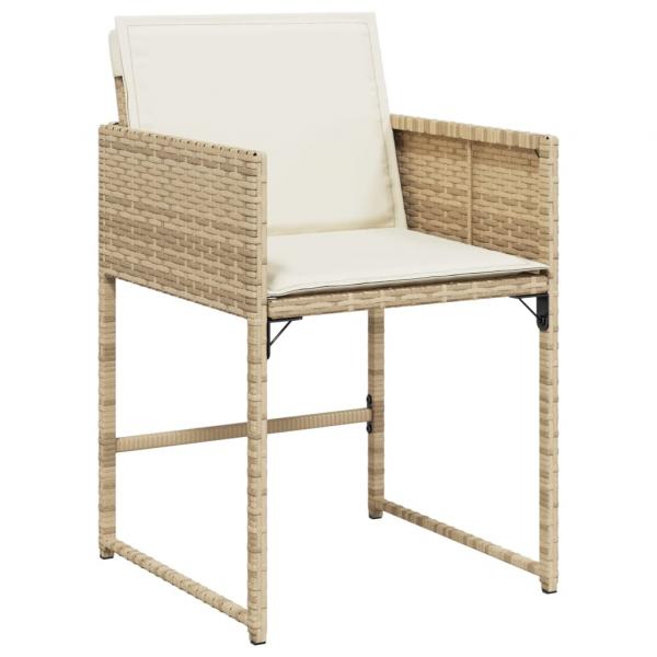 5-tlg. Garten-Essgruppe mit Kissen Beige Poly Rattan