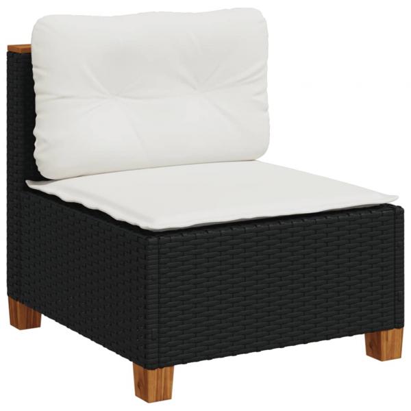 4-tlg. Garten-Sofagarnitur mit Kissen Schwarz Poly Rattan