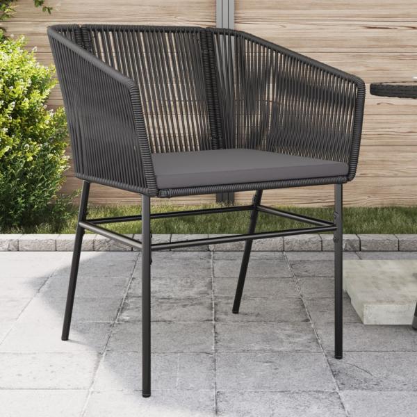 ARDEBO.de - Gartenstühle 2 Stk. mit Kissen Schwarz Poly Rattan