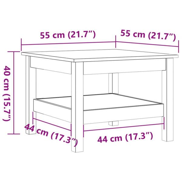 Couchtisch Wachsbraun 55x55x40 cm Massivholz Kiefer