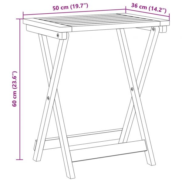 Gartentisch Klappbar 50x36x60 cm Massivholz Akazie