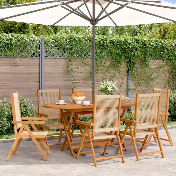 ARDEBO.de - Gartenstuhl Verstellbar 6 Stk. Beige Massivholz Akazie