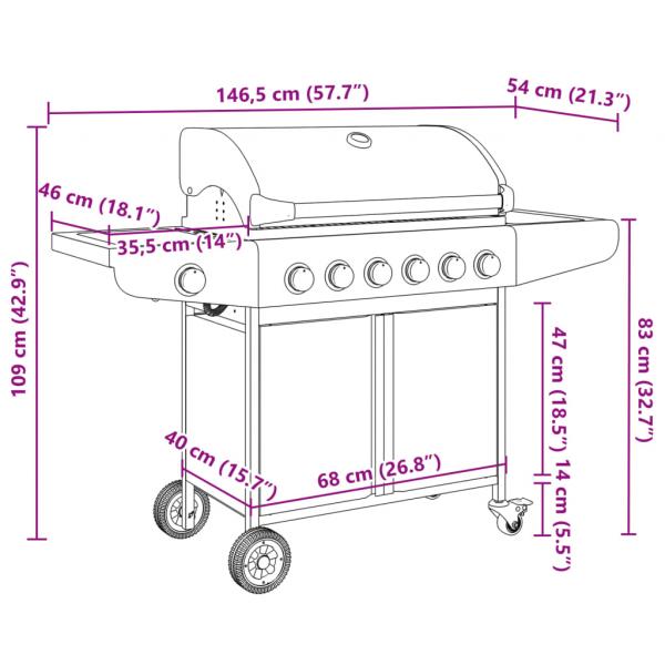 Gasgrill mit 7 Flammen Silbern Edelstahl