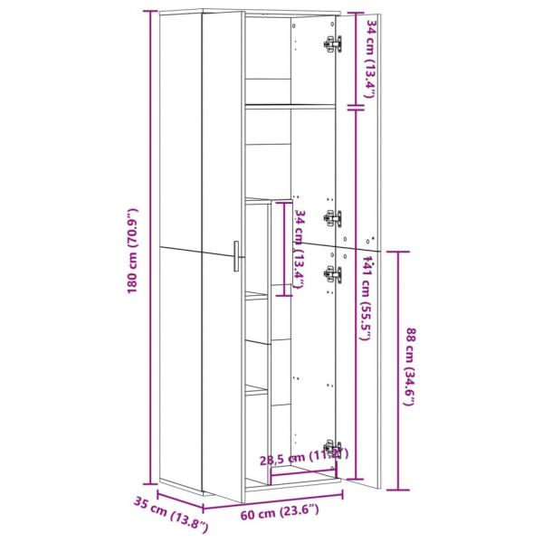 Highboard Betongrau 60x35x180 cm Holzwerkstoff