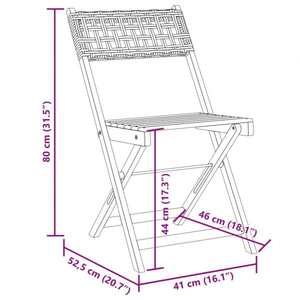 3-tlg. Bistro-Set Schwarz Poly Rattan und Massivholz