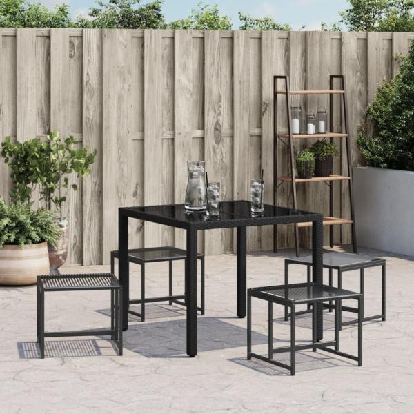 Gartenhocker 4 Stk. Schwarz Poly Rattan