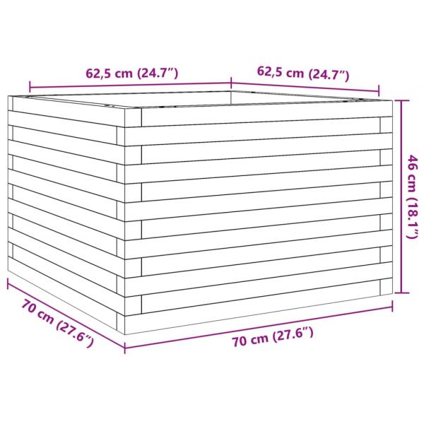 Pflanzkübel Wachsbraun 70x70x46 cm Massivholz Kiefer