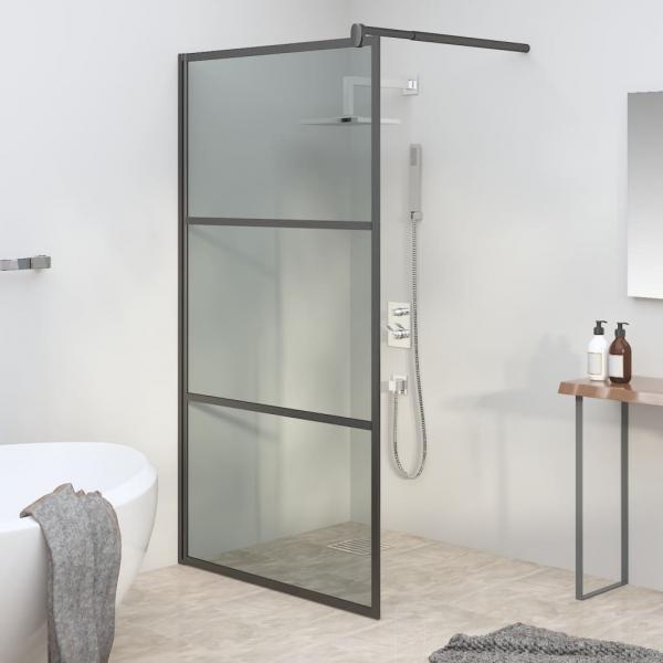 ARDEBO.de - Duschwand für Walk-In Dusche 115x195 cm Dunkel ESG Glas Schwarz