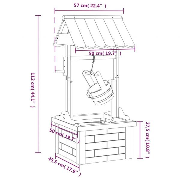 Wunschbrunnen mit Pumpe 57x50x112 cm Massivholz Tanne