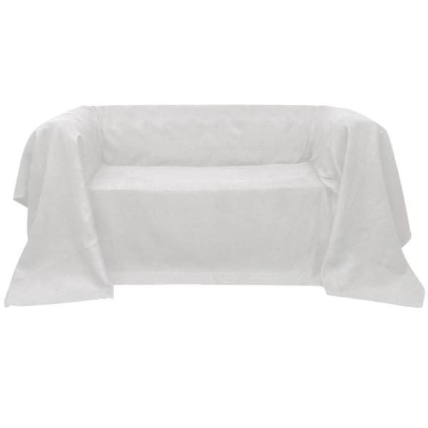 ARDEBO.de - Micro-Suede Sofaüberwurf Tagesdecke Creme 140 x 210 cm